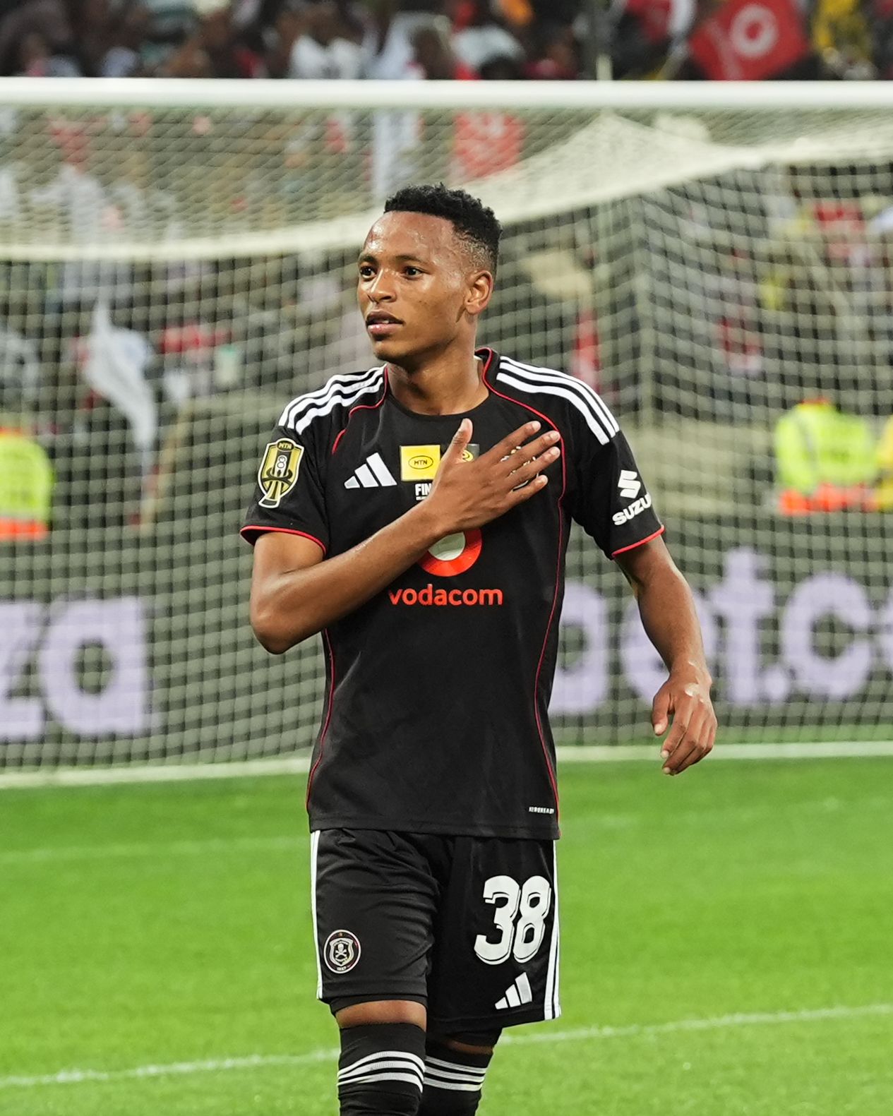 Relebohile Mofokeng after Orlando Pirates MTN8 triumph against Stellenbosch FC at Mbombela Stadium.