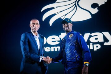 Orlando Pirates head coach Absedslam Ouaddou and Kaizer Chiefs Co-coach Cedrick Kaze at the Soweto Derby Presser