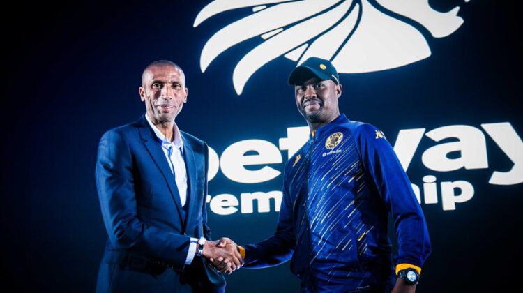 Orlando Pirates head coach Absedslam Ouaddou and Kaizer Chiefs Co-coach Cedrick Kaze at the Soweto Derby Presser