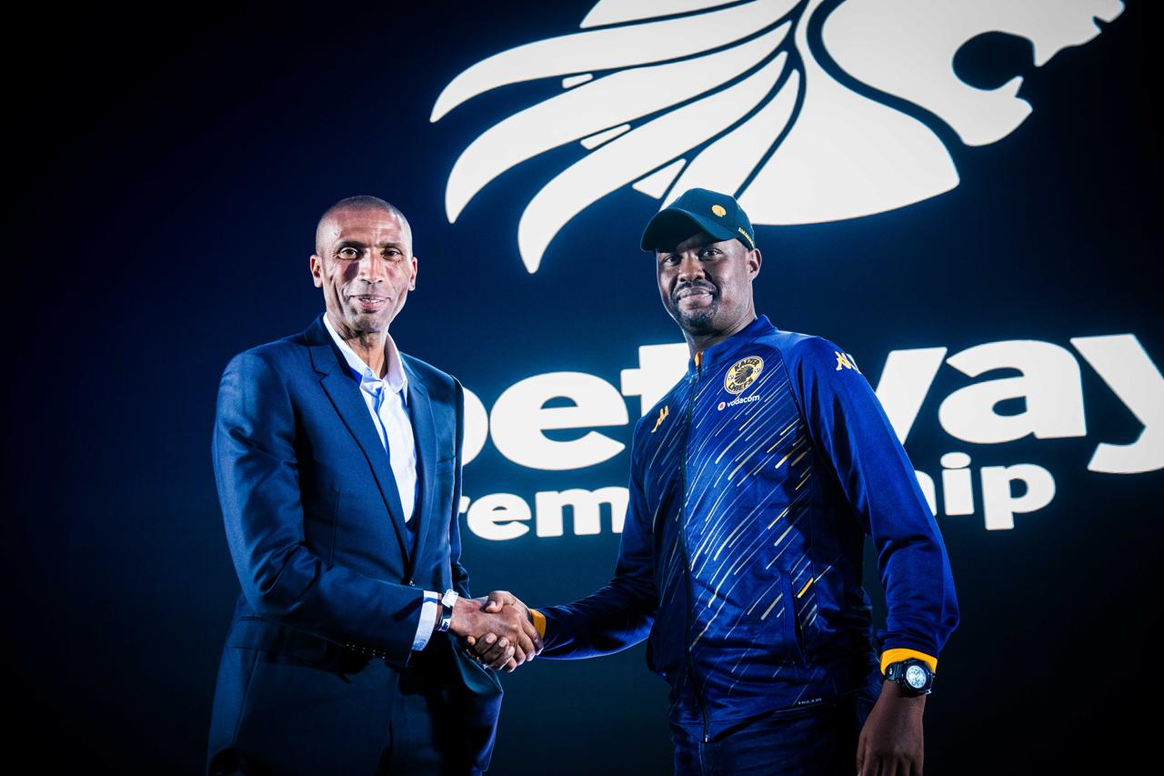 Orlando Pirates head coach Absedslam Ouaddou and Kaizer Chiefs Co-coach Cedrick Kaze at the Soweto Derby Presser